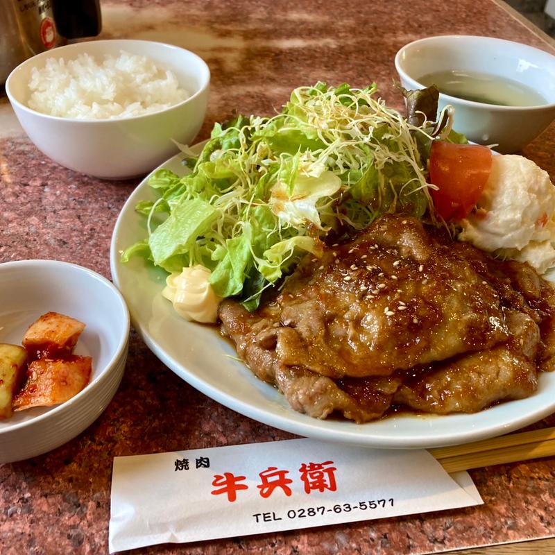 ポークスタミナ焼定食(焼肉牛兵衛)