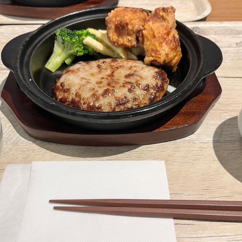 北海道ザンギ&ハンバーグ定食（150g）(ファイヤーバーグ 里塚店)