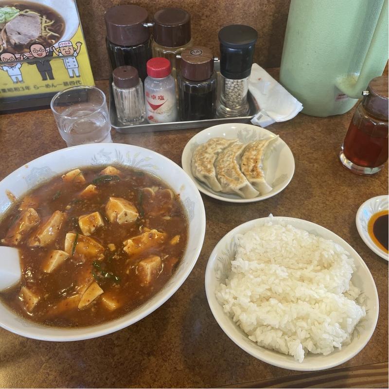 麻婆麺　半ライス　餃子3ヶ(珍来総本店 八潮ドライブイン店)