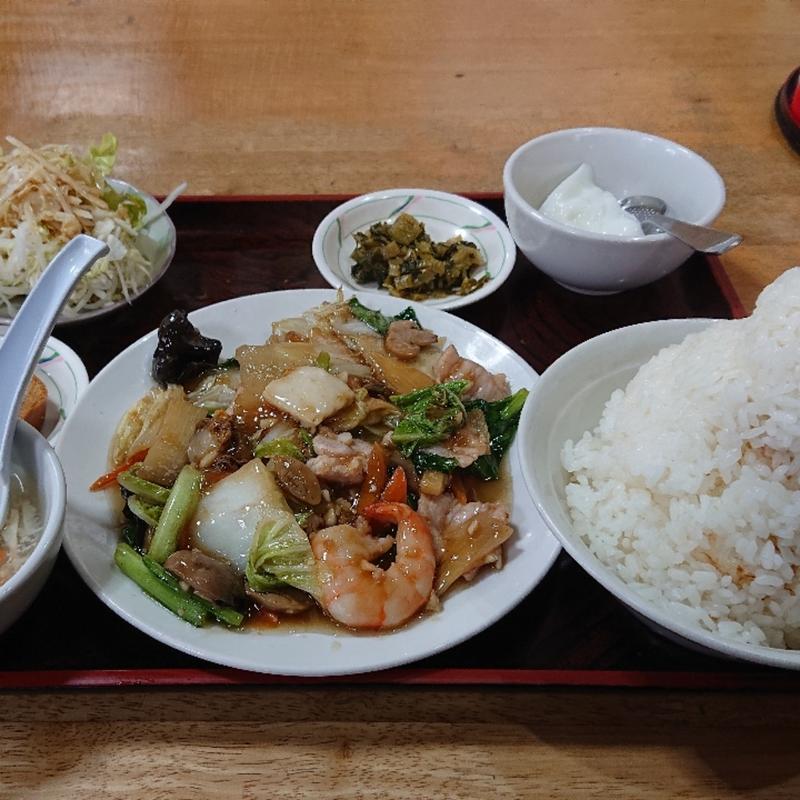 八宝菜かた焼きそば定食(満漢福)
