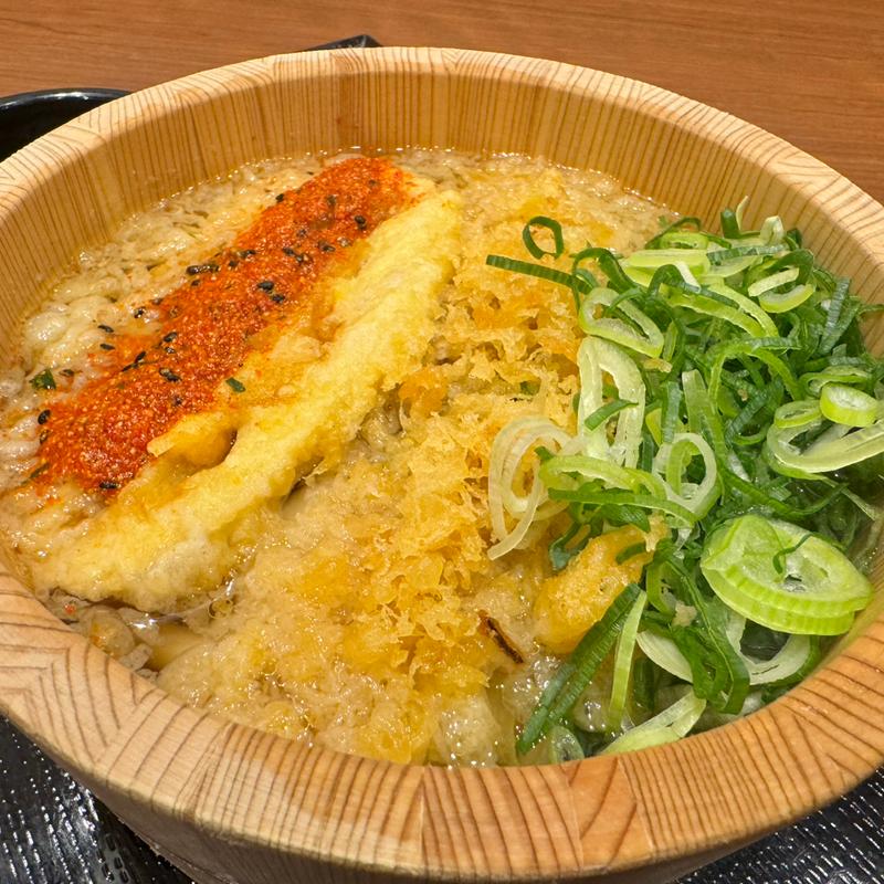 釜揚げうどん＋かけ汁＋れんこんの天ぷら(丸亀製麺羽生)