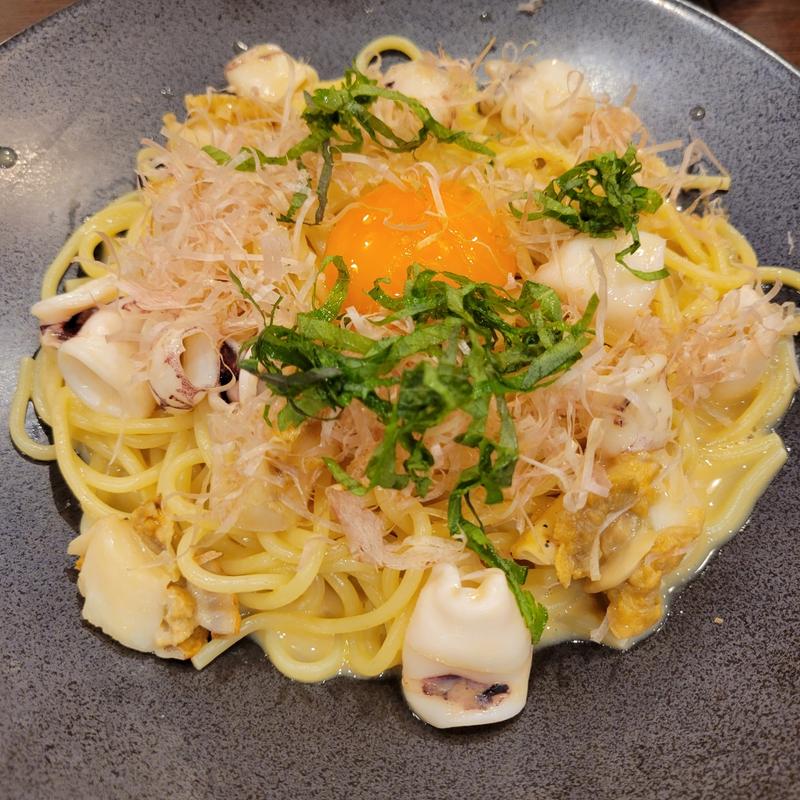 魚介の和風カルボナーラ(鎌倉パスタ 市ヶ谷店)