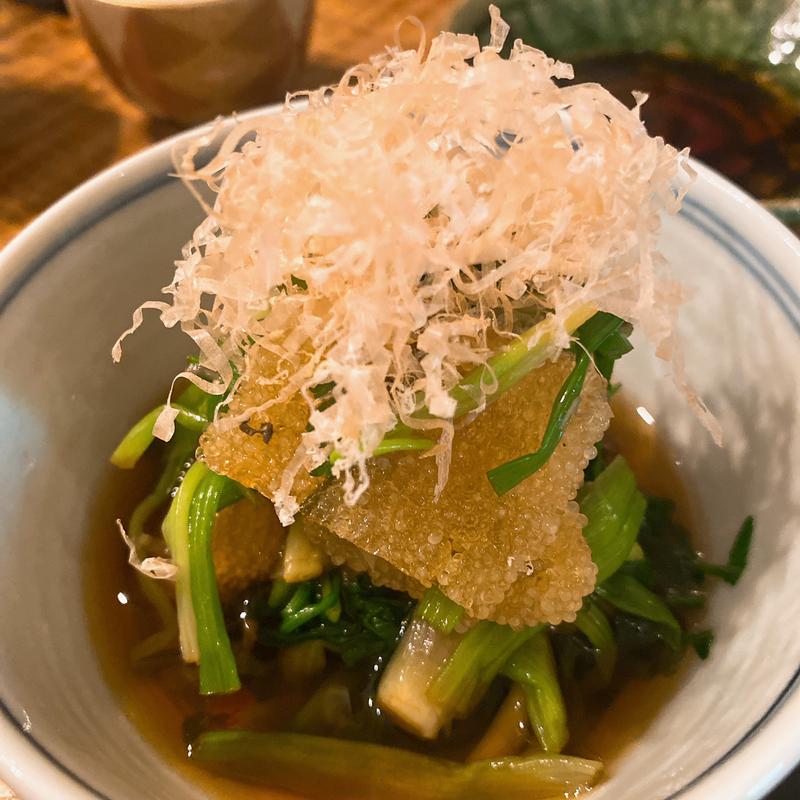 子持ち昆布と芹のお浸し(浅草 ひら山)