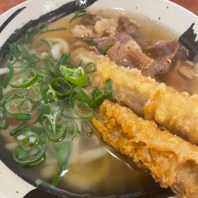 肉・ごぼう天うどん(花立うどん)