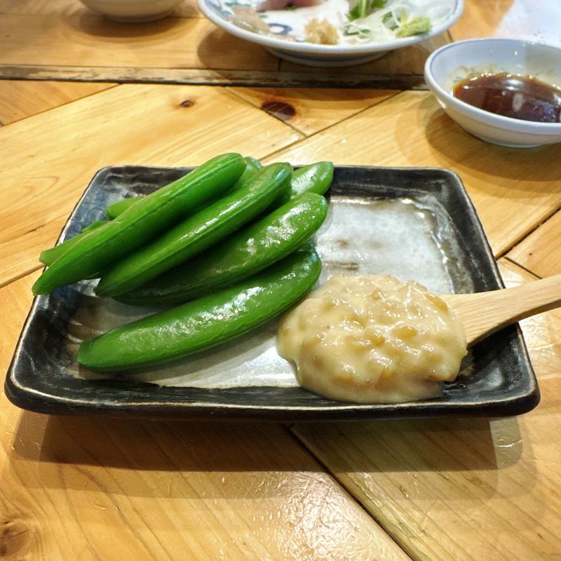 茹であげ スナップエンドウ(大衆酒場 チャン栓チャン)