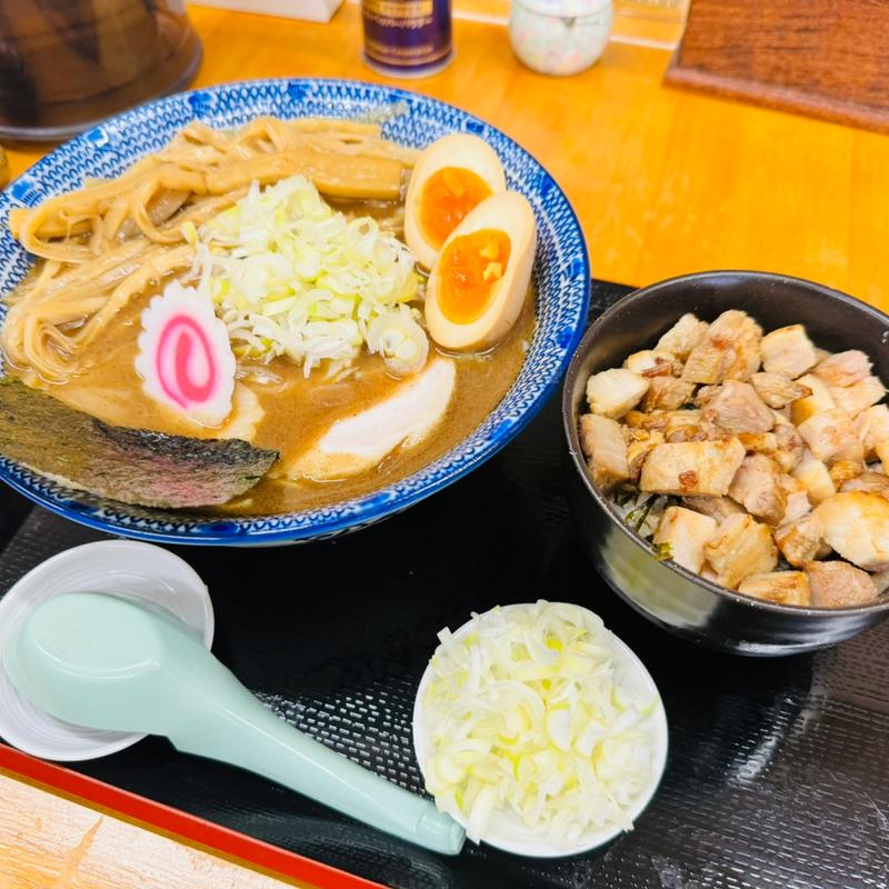 魚介味玉中華そば＋メンマ＋ライス(中華そば 香十)