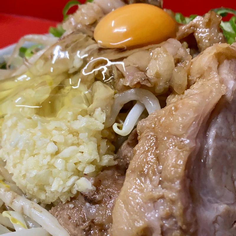 ラーメン半分(汁抜き)＋卵＋ネギ(ラーメン二郎  京都店)