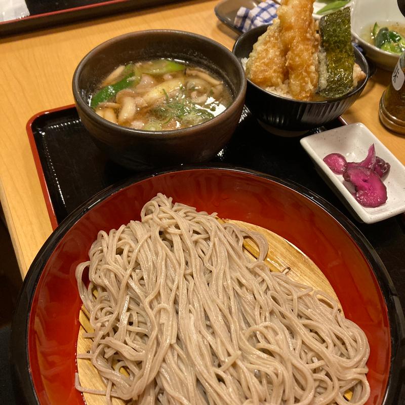 豚せいろ蕎麦(ミニ天丼付き)(壬生温泉 はなの湯)