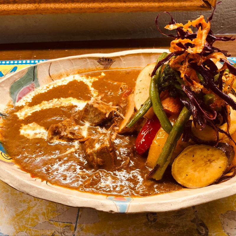 ポークカレー　素揚げ野菜のトッピング(SOUNOSUKE'S CURRY AND RICE)
