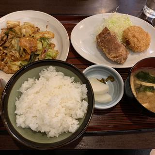 回鍋肉、唐揚げ、コロッケ定食(遊食家 楽)