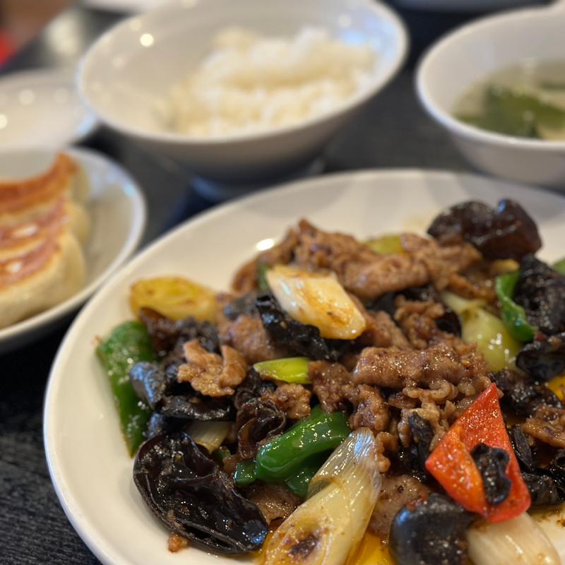 日替りランチ（四川風ホイコーロー＋黒豚餃子セット）」(天鴻餃子房 九段店)