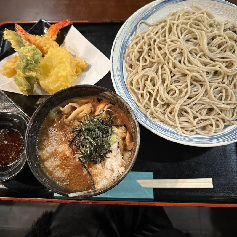豚の茸のおろしそば   天ぷら盛り合わせ(蕎場 (SO BAR) しらかわ)