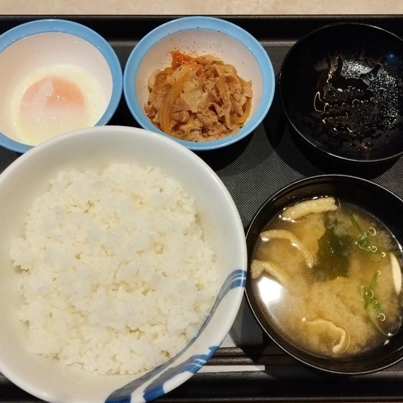 半熟玉子かけごはん ライス特盛／ミニ牛皿(松屋)