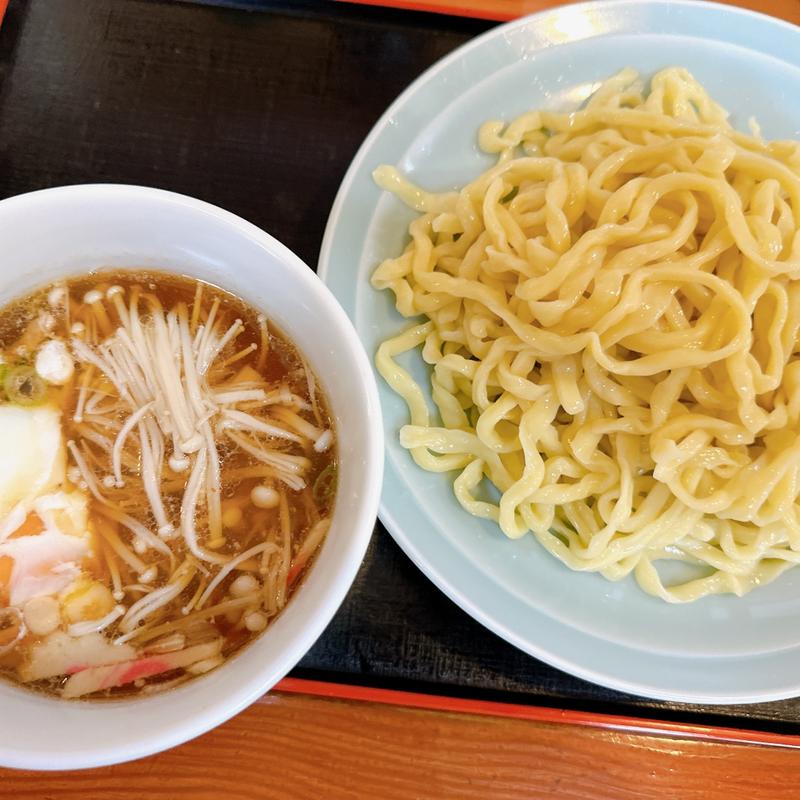 生卵つけ麺、エノキトッピング(丸長 )