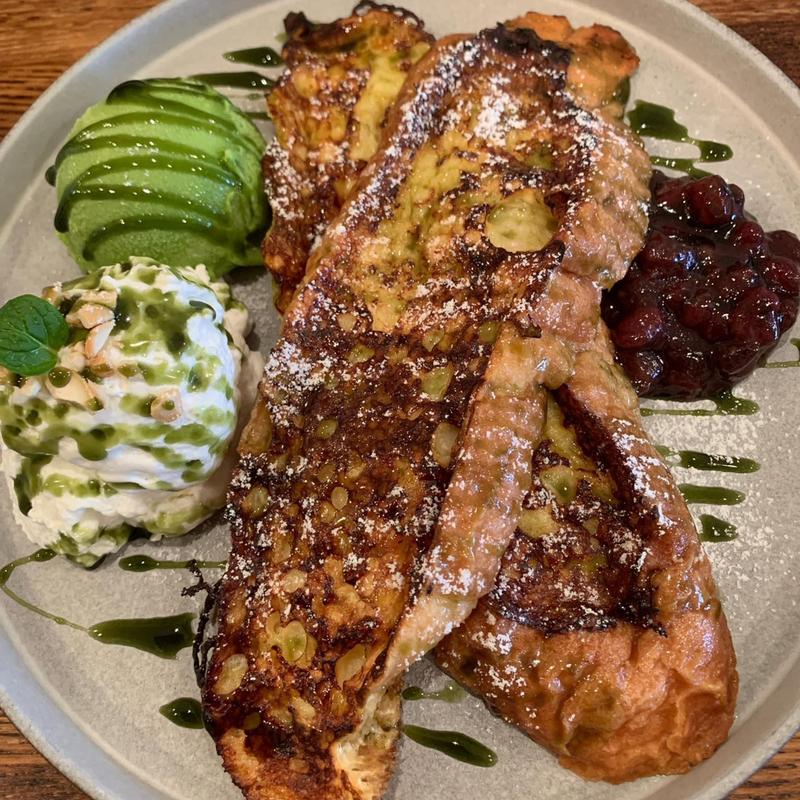 京抹茶と宇治金時のフレンチトースト(梅小路カフェ　BOSSCHE （ボッシェ）)