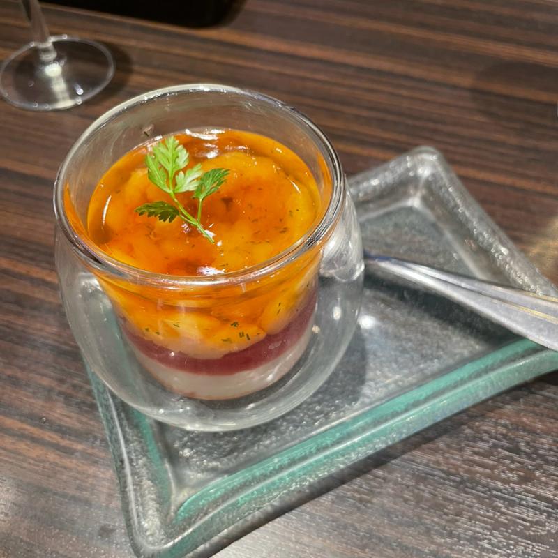 ウニとトマトのムースジュレ寄せ(俺のフレンチＧＩＮＺＡ)