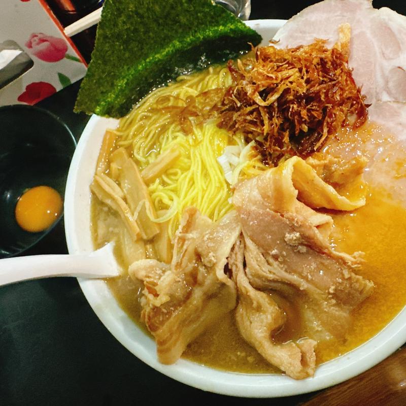 北寄貝、生ホタルイカの100SP大盛り、つけ玉(一条流がんこ総本家分家荒木町)