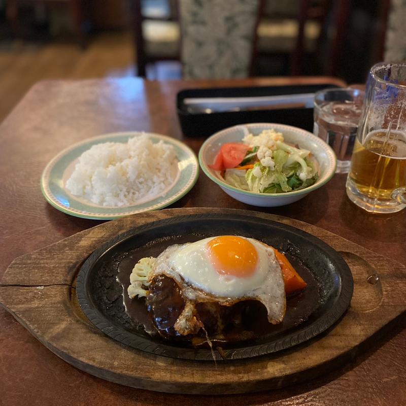 デミグラスソースのハンバーグセット(目玉焼き)(洋食家ロンシャン)