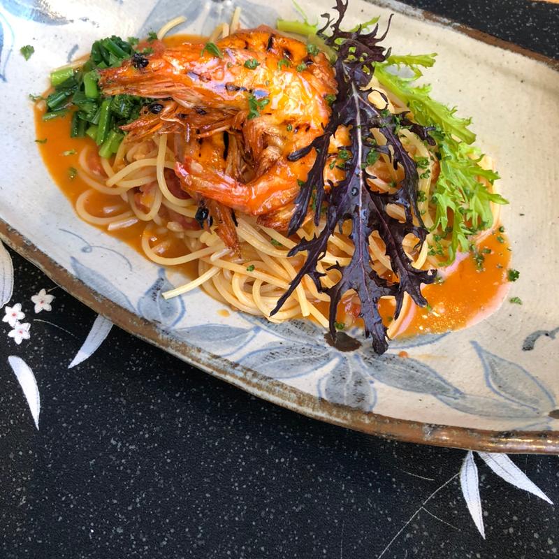 ソフトシェルシュリンプのトマトクリームパスタ(菜園レストラン ITARU)