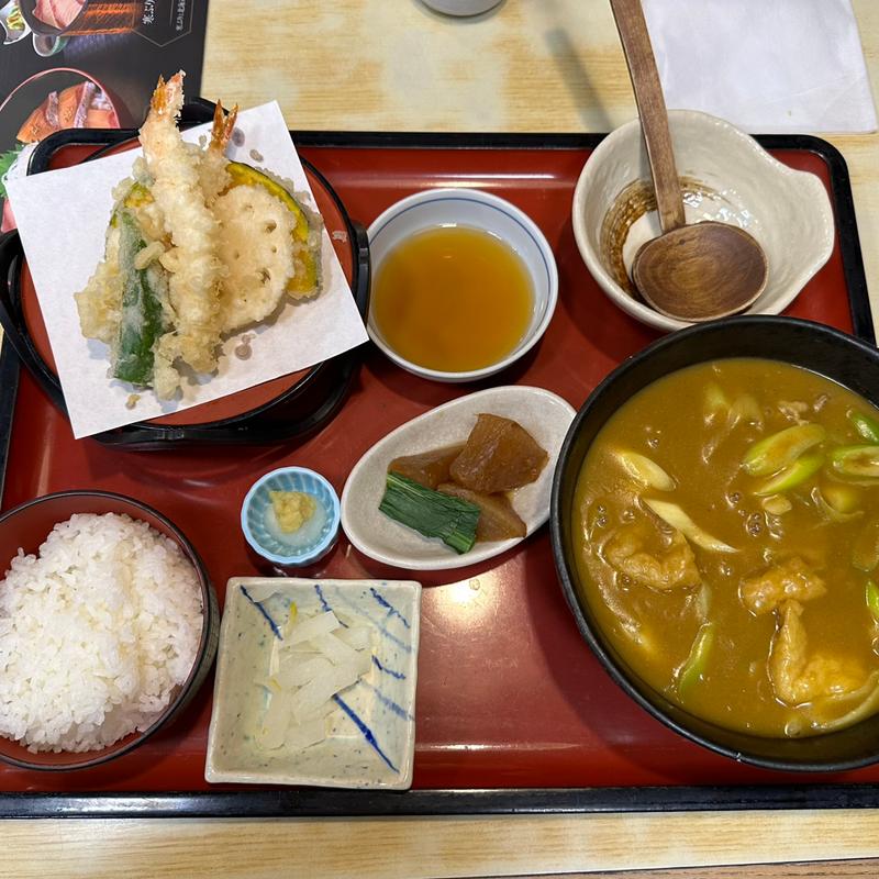 カレーうどん天ぷら定食(和食麺処サガミ 堺山本店)