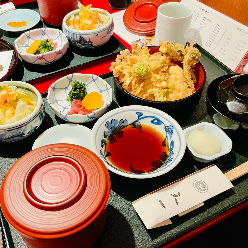春野菜とかき揚げ膳(銀座 天一 新宿伊勢丹店)
