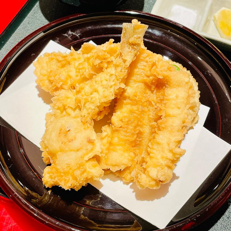 穴子・きす・帆立員在・アスパラガス・はす(銀座 天一 新宿伊勢丹店)