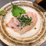 出汁とろろ鯛の味噌漬け刺身定食(土鍋ごはん いくしか)
