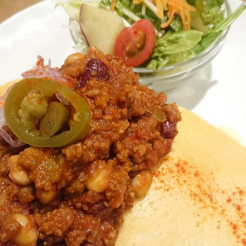 ホットチリビーンズとチェダーのメキシカンパンケーキ(パンケーキママカフェ VoiVoi （ヴォイヴォイ）)