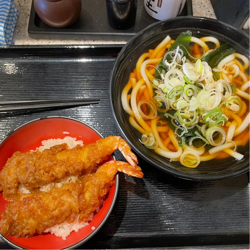 ミニ海老天丼セット(名代 富士そば 神楽坂店)