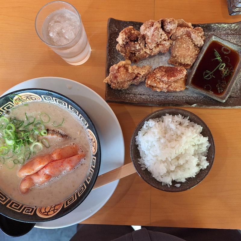 からあげ定食(明太子トッピング)(博多長浜らーめん　夢街道橿原神宮前店 )