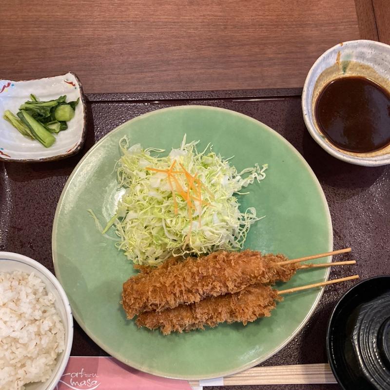 味噌串カツ定食(かつまさ伏見)