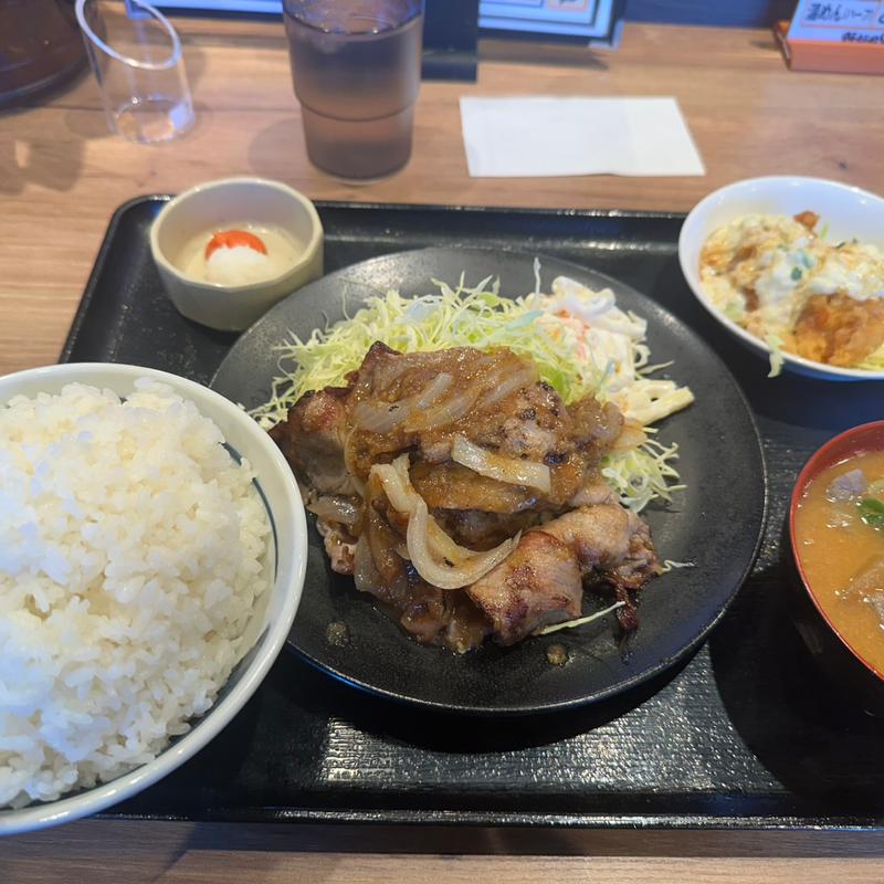 しょうが焼きと鶏南蛮定食(野郎めし 松戸店)