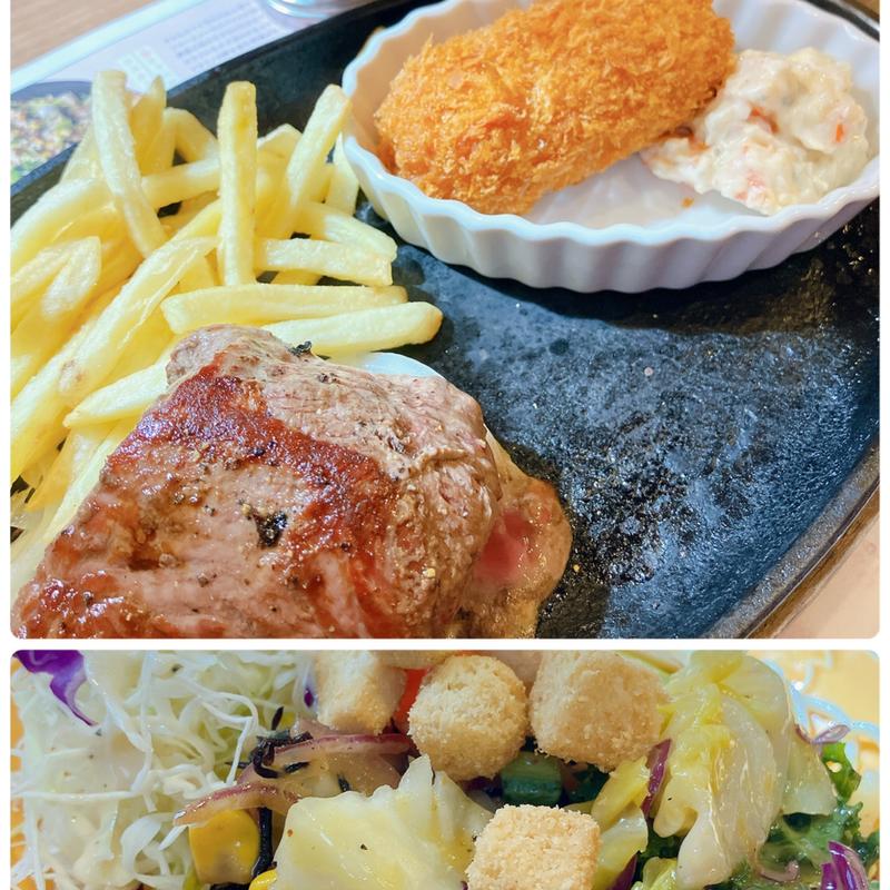 ランチステーキ&オマールビスククリームコロッケ(ステーキハウス ブロンコビリー戸塚原宿店)