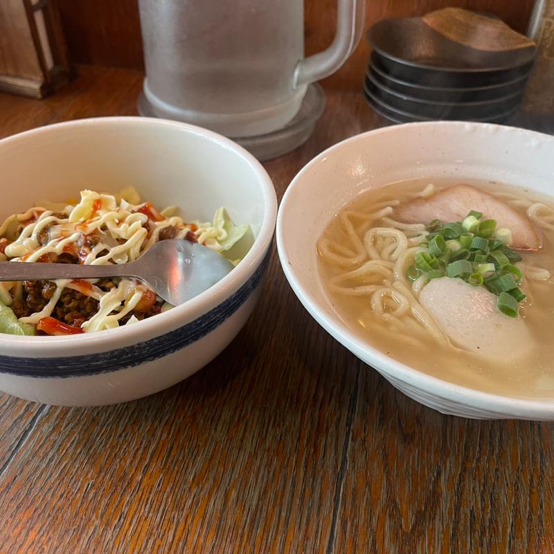 タコライス定食　沖縄そば通常(沖縄郷土料理 星の浜食堂)