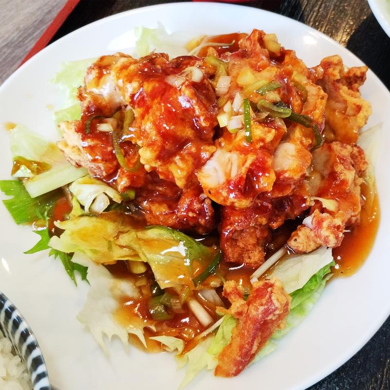 鶏肉の葱ソース炒め定食(天順楼)