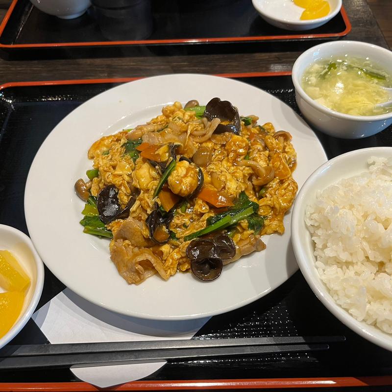 豚肉ときくらげの卵炒め定食(台湾料理 豊源)