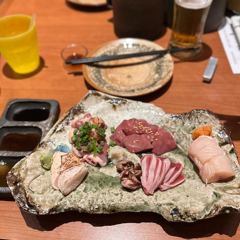 鶏刺し盛り(坐松本)