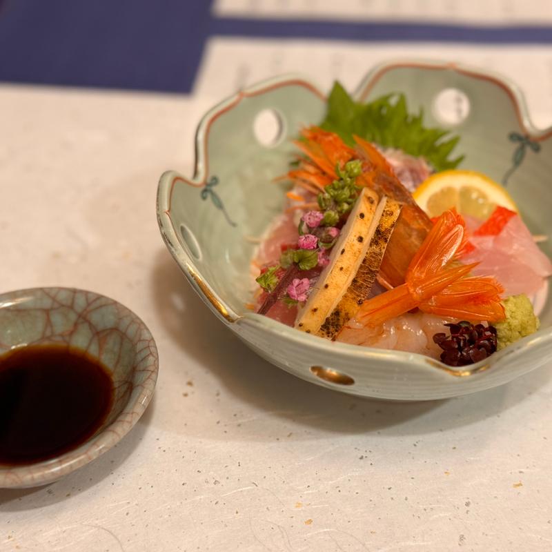 地魚三種と海老の盛り合わせ(地魚と自然薯料理 海山)