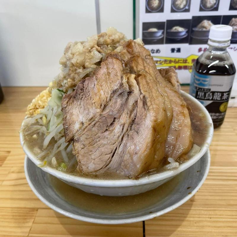 ラーメン300g 豚3枚 ヤサイマシ ニンニク アブラ 卓上カエシ(ラーメン富次郎 笠間友部店)