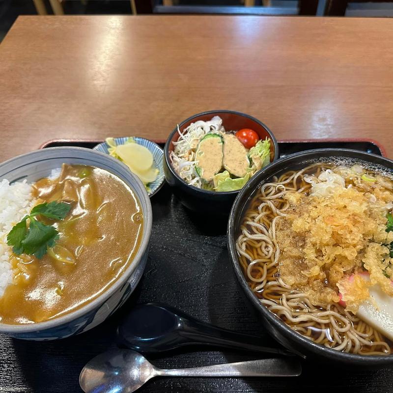 カレー丼セット あったかそば(そば処 長岡屋)