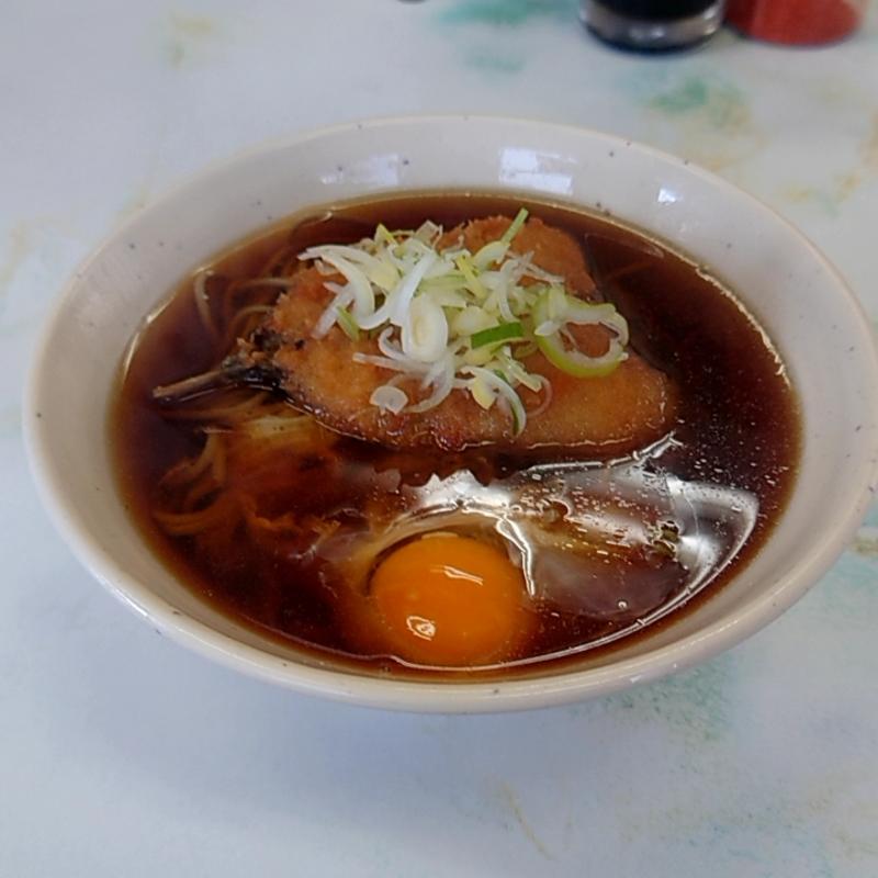 アジフライそば＋生卵(どん亭 )