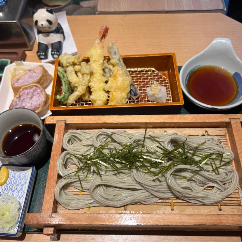 旬の天付きへぎそば そば大盛り(越後へぎそば きなせや アトレ上野店)