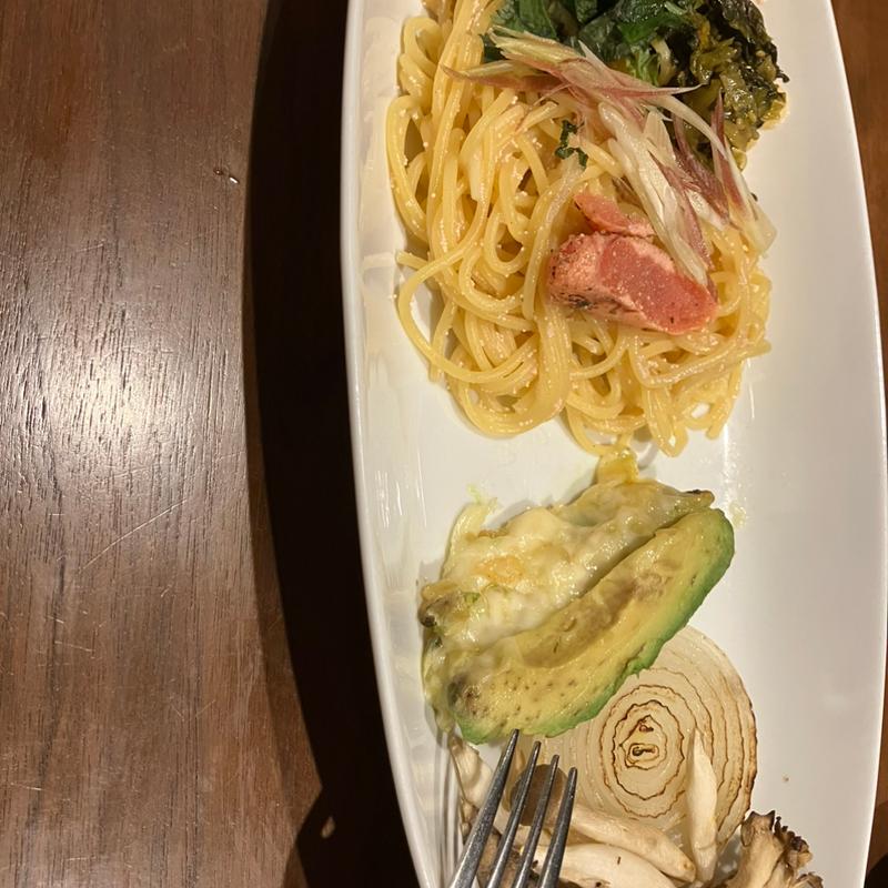 シーズナルコース発酵バター香る炙りたらこの和風パスタ(むさしの森珈琲 岡崎竜美丘ガーデンプレイス店)