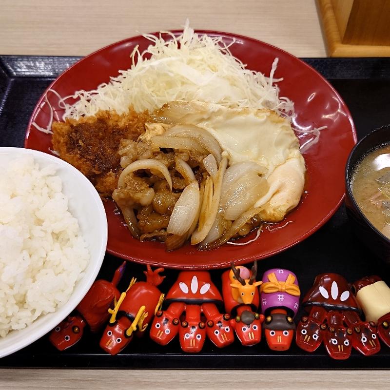 ホル玉とロースカツの合盛り定食(かつや 郡山香久池店)