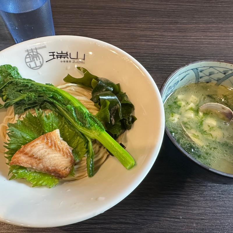 北海あさりと鯛、生海苔のつけ蕎麦(中華蕎麦 瑞山)
