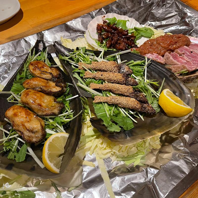 旬の海鮮焼き盛り合わせ(不愛荘)