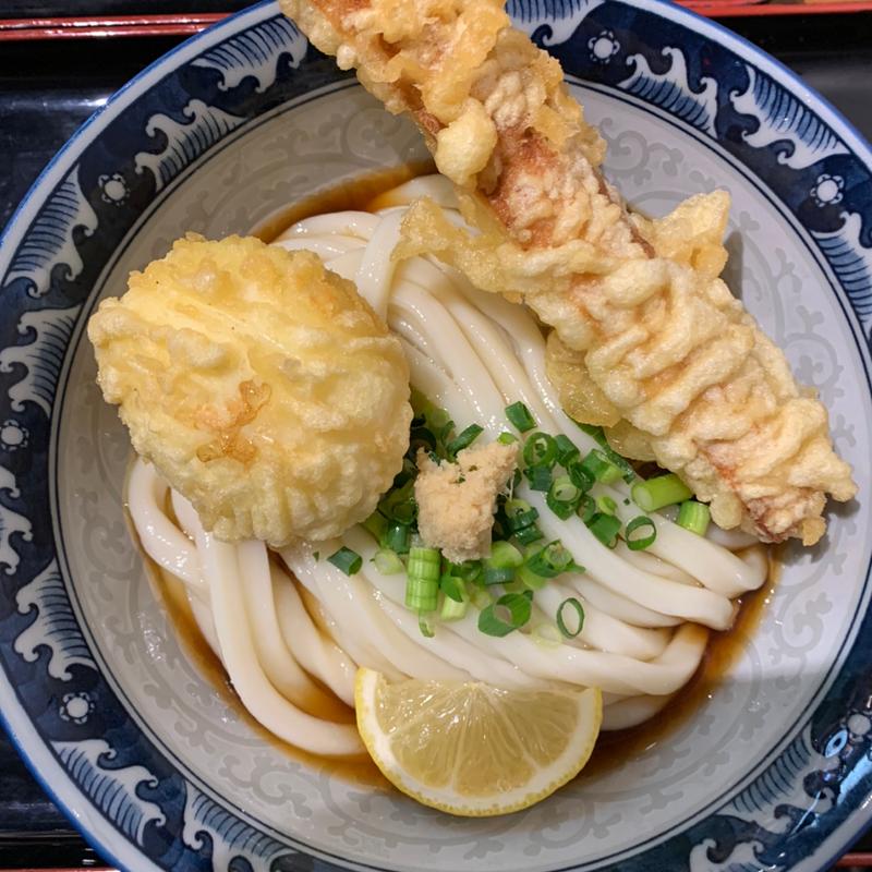 ちく玉天ぶっかけ(釜たけうどん明石焼)