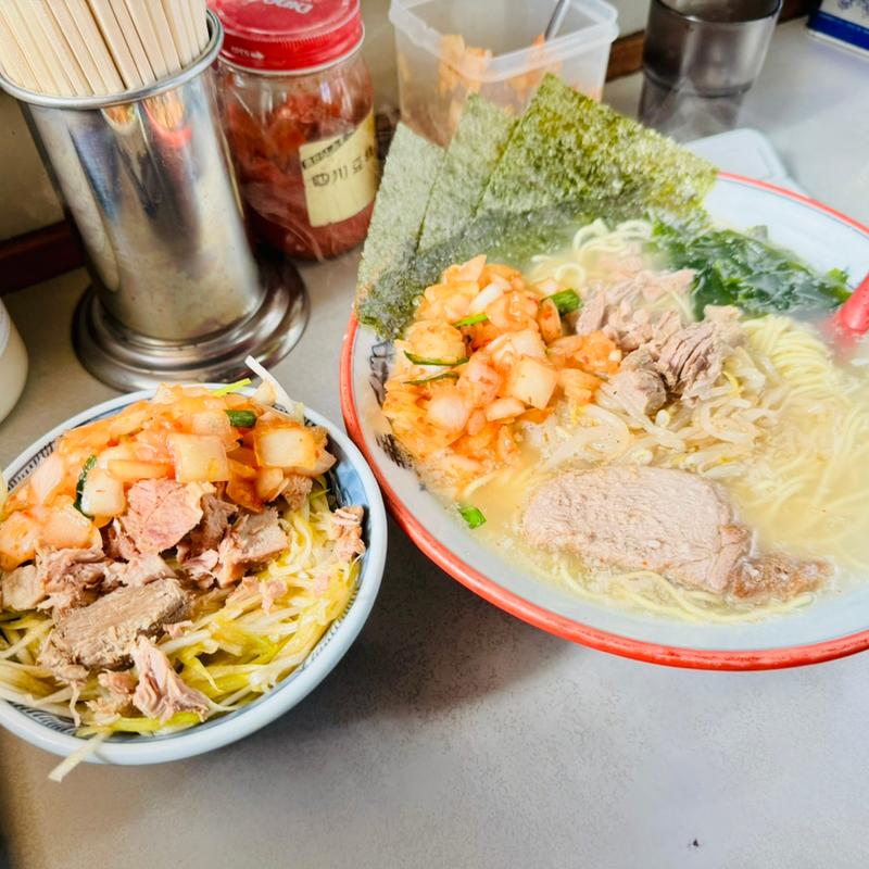 塩ラーメン＋もやし＋ミニネギ丼＋サービス辛タマ(ラーメンショップ 122号騎西店)
