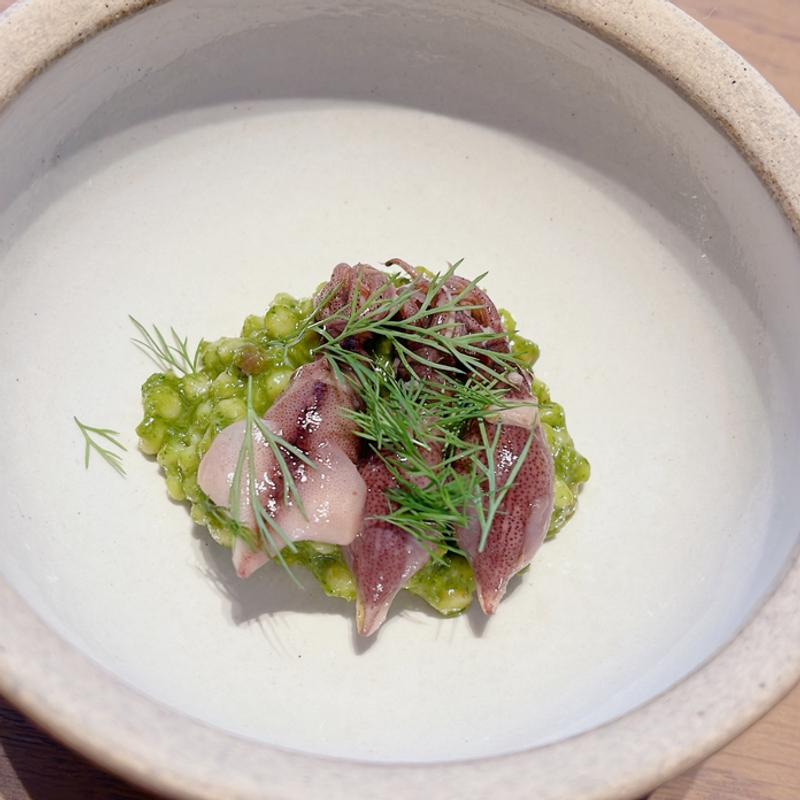 ホタルイカとバジルソースのフレーグラ(ファルピッテ)