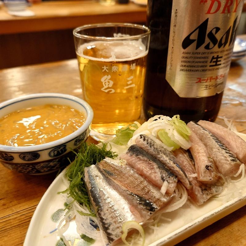 いわし刺し(魚三酒場 富岡店)